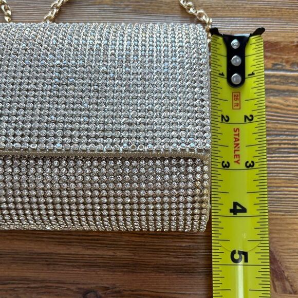 Sparkling Rhinestone Gold Clutch With Gold Chain - Picture 5 of 10